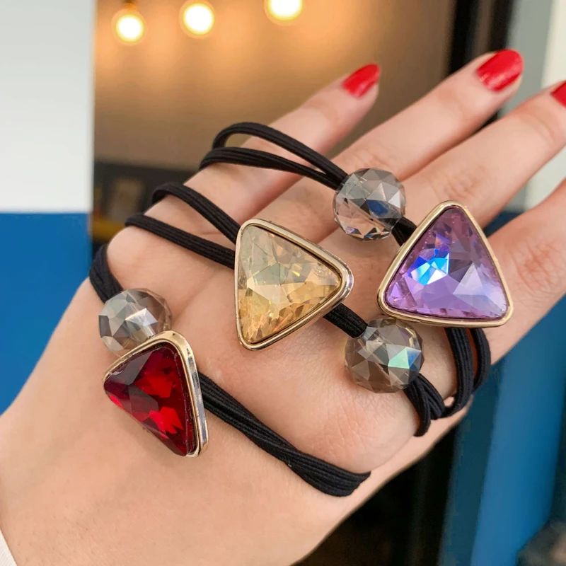 Женские аксессуары для волос резинка с кристаллами треугольные стеклянные