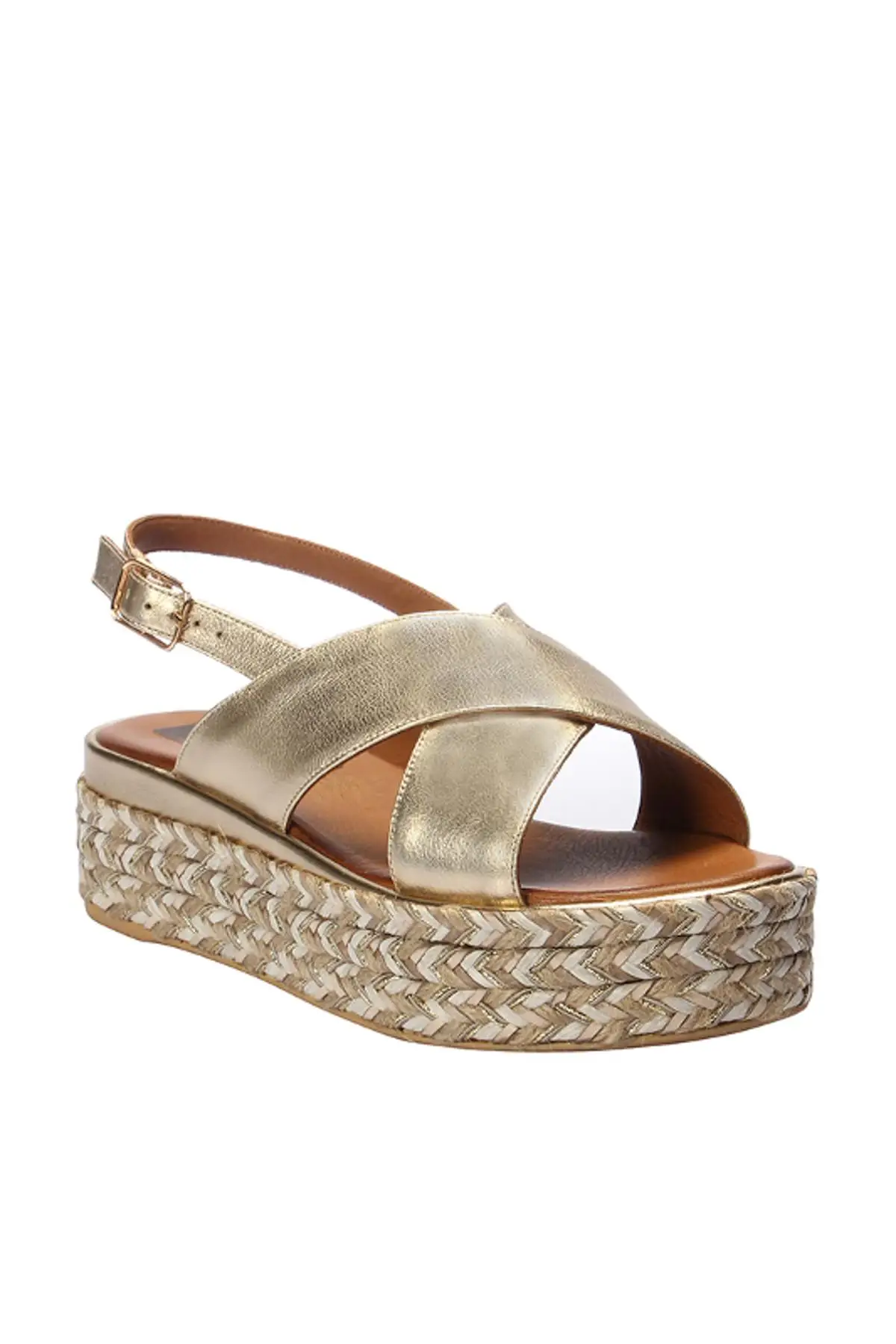 Женские босоножки из натуральной кожи с жемчугом цвет золотой коллекция 120130005432