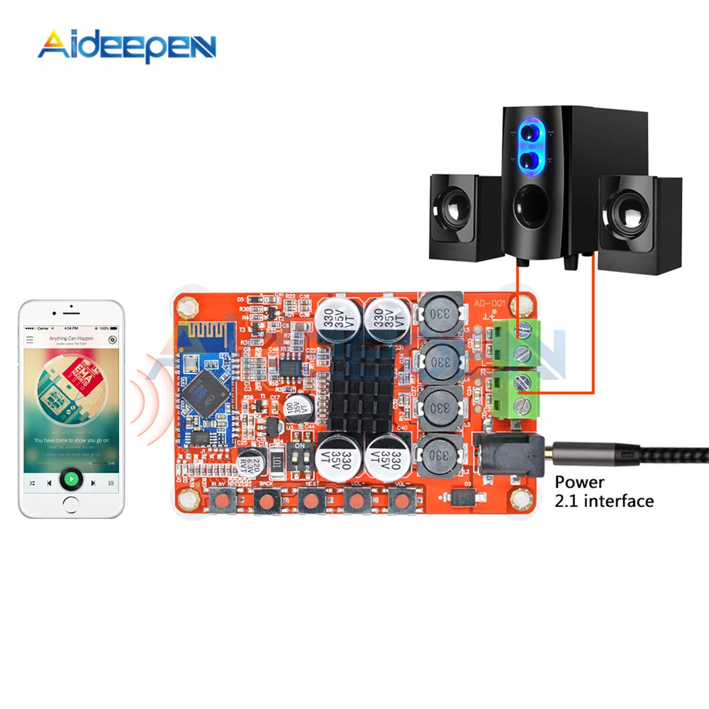 TDA7492P 50 Вт+ 50 Вт двухканальный усилитель беспроводной Bluetooth 4,0 аудио приемник Цифровой усилитель платы 2,1 интерфейс 8~ 25 В постоянного тока