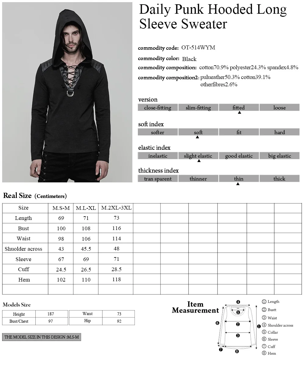 Мужская Повседневная футболка Gothis Steampunk Rave с капюшоном и длинным рукавом