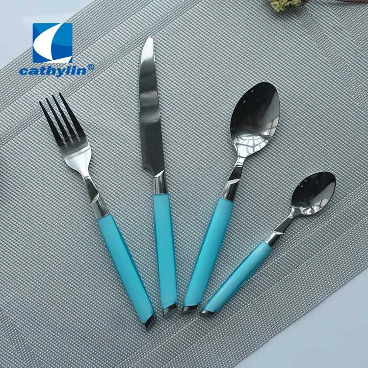 Blue CATHYLIN 4 шт./компл. набор столовых приборов Цвет прозрачные Нержавеющая сталь Пластик ручка посуда столовые приборы посуда набор K1 - Цвет: Blue