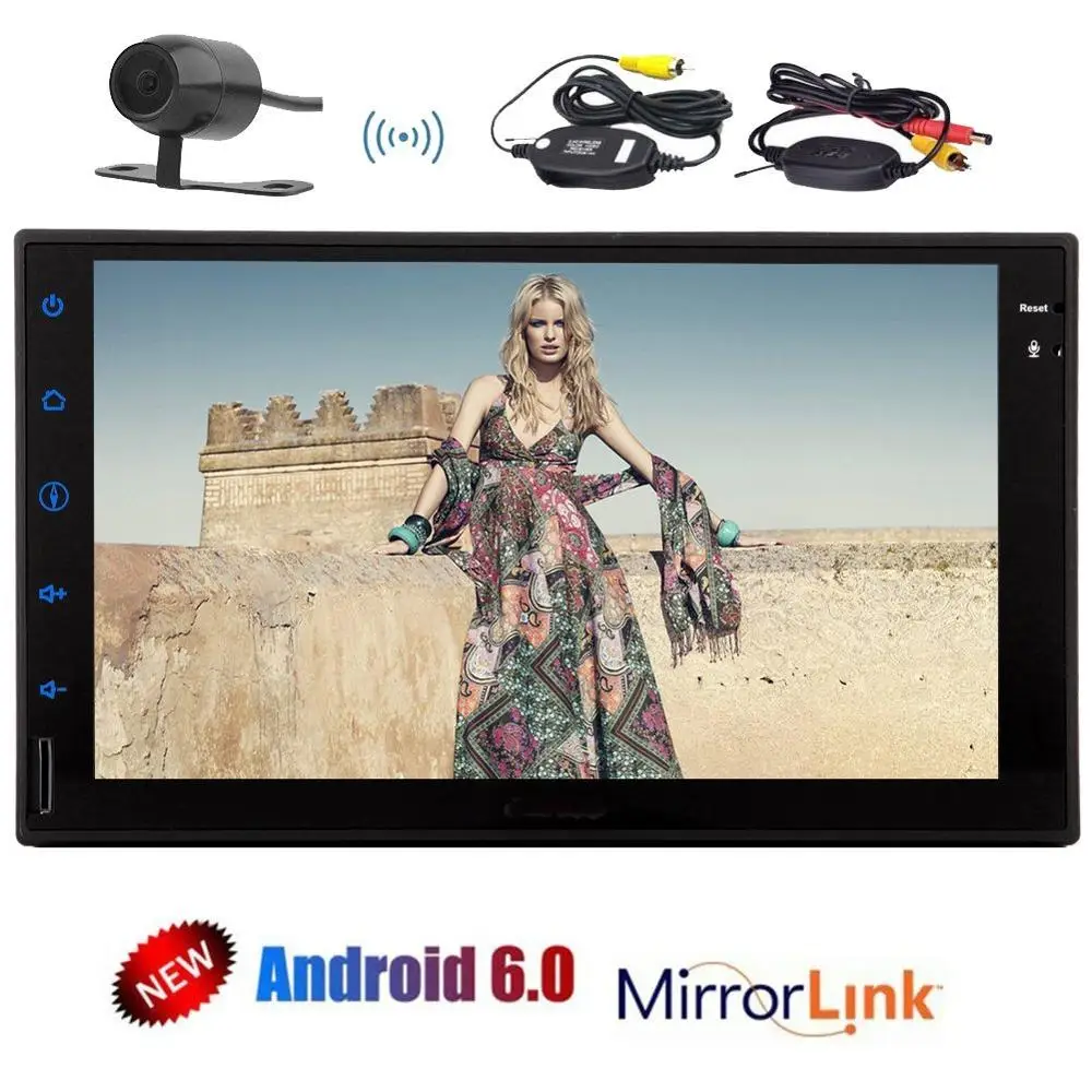 Два 2 Din стерео с Android 6 0 четырехъядерный в тире gps навигация авто FM AM радио WiFi Mirrorlink