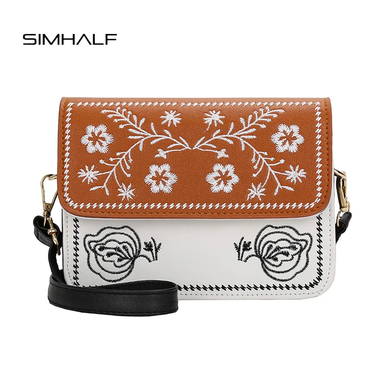 Simhalf Вышивка Для женщин сумка из искусственной кожи плеча Crossbody для дамы