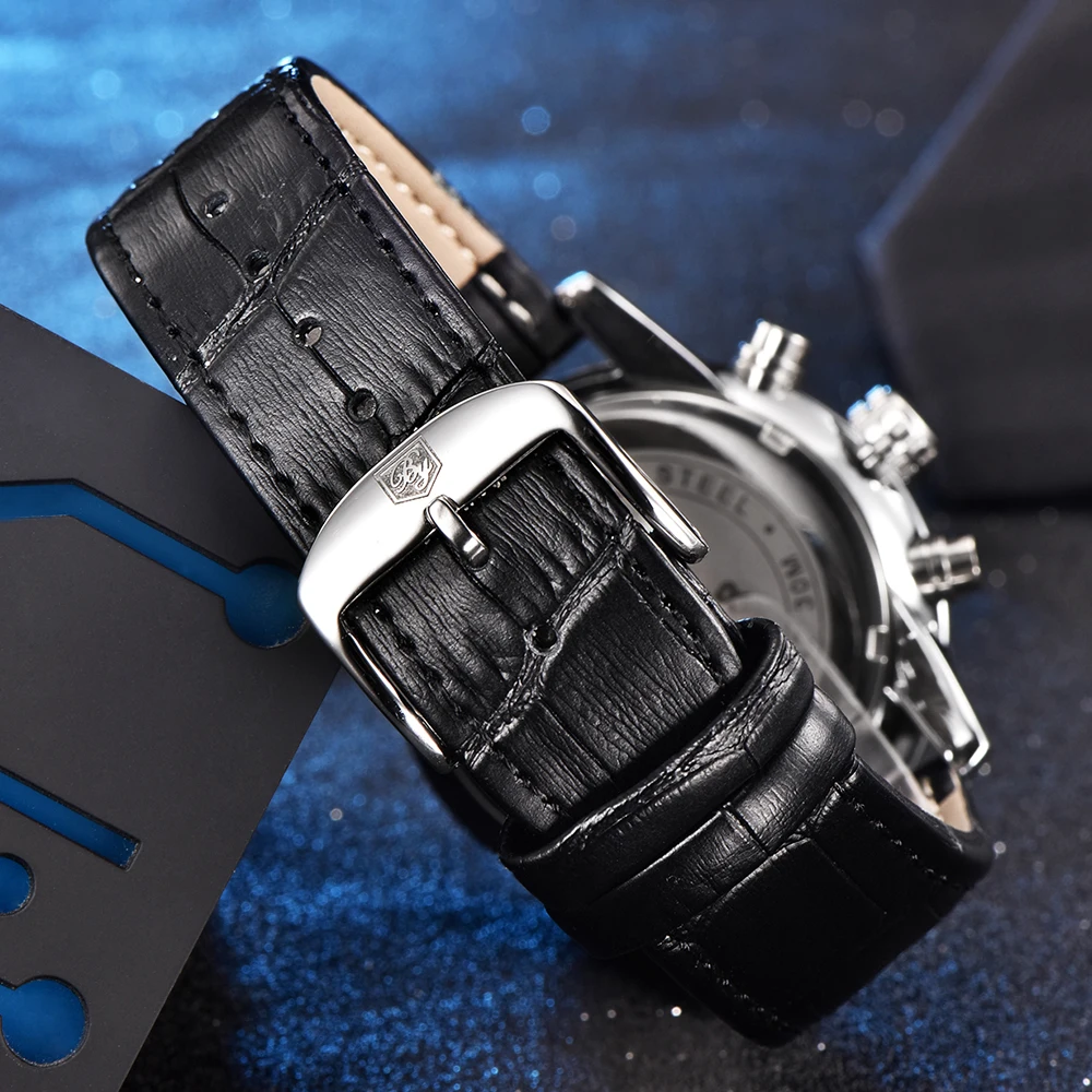 BENYAR Reloj модные военные кварцевые мужские часы с большим циферблатом кожаный