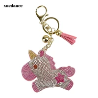 full crystal rhinestone unicorn keychain car keyrings womens bags decoration accessories horse pendants cute animal gift