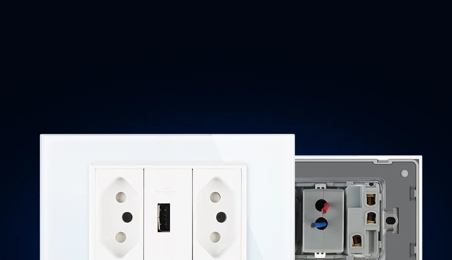 Livolo бразильский/Итальянский стандарт 3 контакта 20А+ USB розетка, белая стеклянная панель без вилки, C9C2UBR2-11