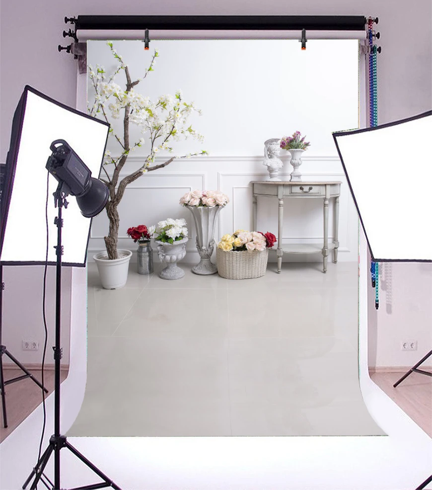 Laeacco Boudoir интерьер стол цветы корзина детская фотография фоны индивидуальные