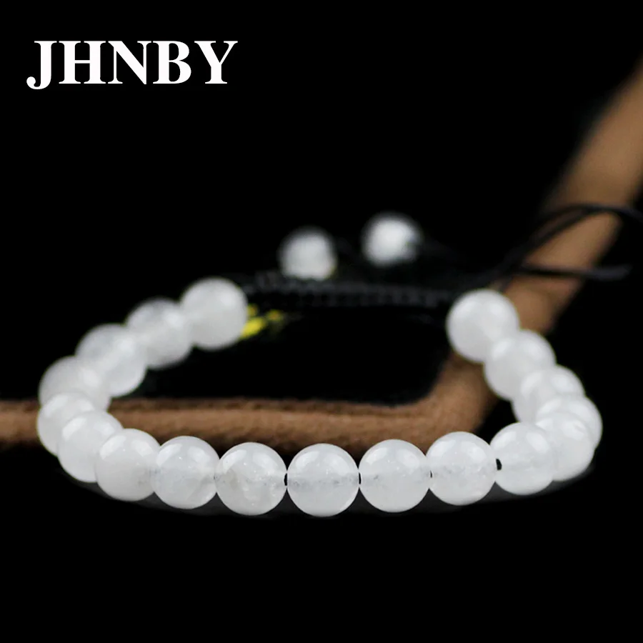 JHNBY натуральный белый мраморный мужской браслет 6/8/10/12 мм каменные бусы