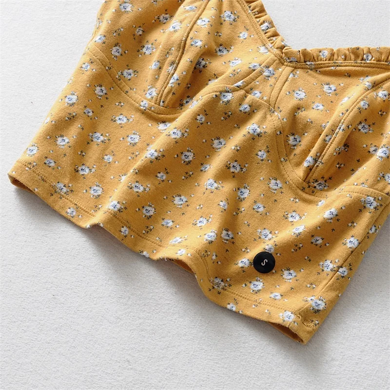Для женщин милые комплекты одежды с узором в горошек Bralet оборкой по краю