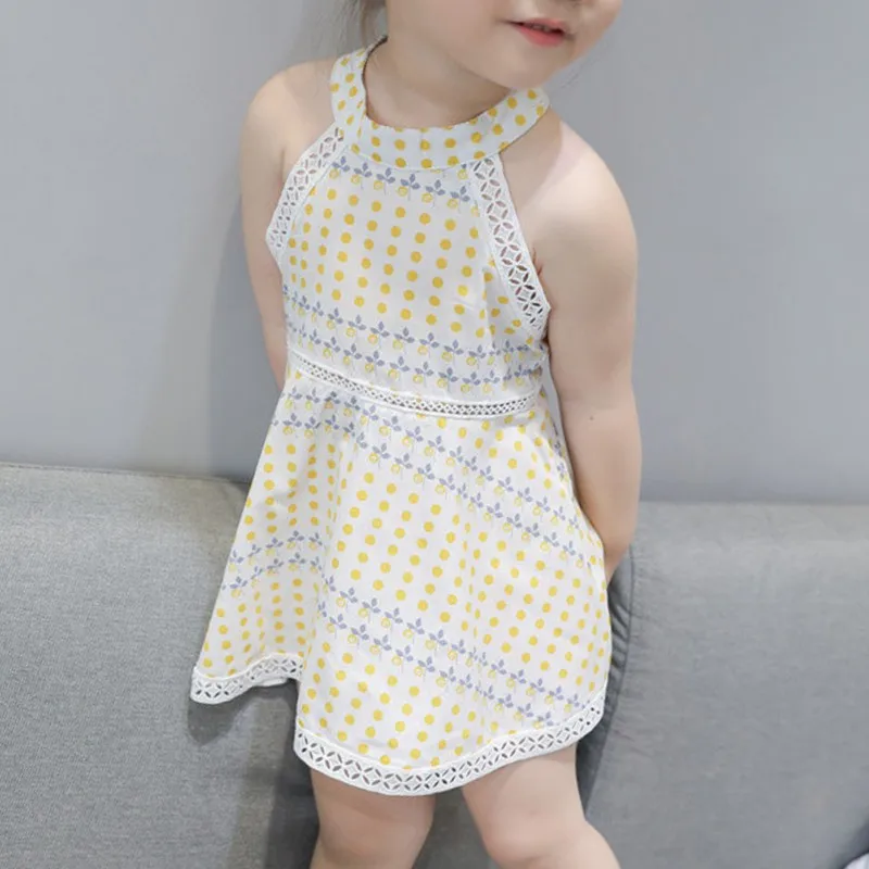 2018Summer Girl Dresses Baby Hanging neck Cotton Vest Princess Girls Dress Newborn Infant Sundress Clothes Cute Flower Vestidos | Детская