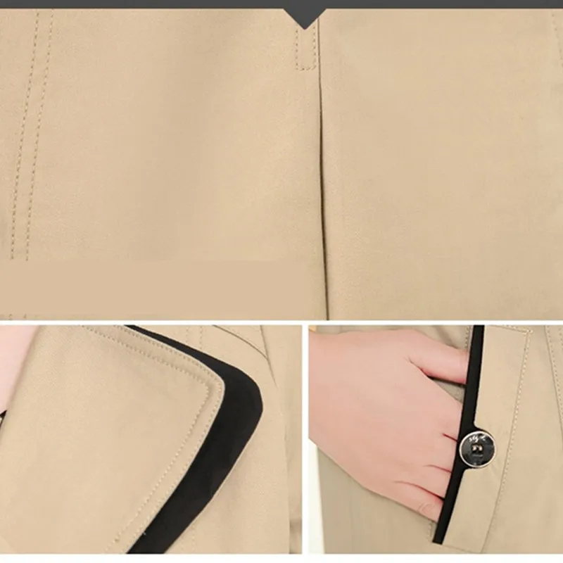 UHYTGF M-3XL, повседневная короткая куртка, женская мода, тонкая, весна, осень, ветровка, пальто с поясом, двубортный, тонкая, Женская куртка 1152