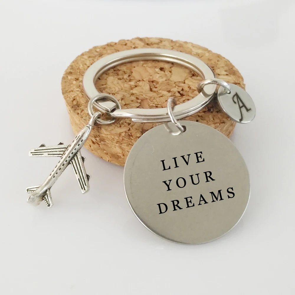 Live Your Dreams брелок с заказной кулон &quotинициалы&quot бирки автомобильный мешок для