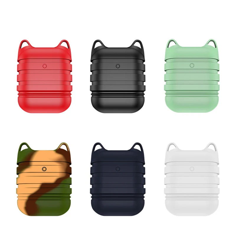 Drop Shipping For Airpods Silicone Cover Good Feeling Earphone Protective Cases Air Pods Skin Cute pods With Hook | Электроника