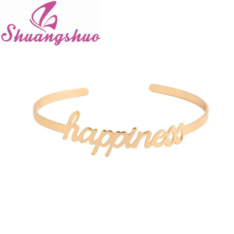 Shuangshuo Min 1pc 2017 New Arrival Letter of the Alphapet Bangles Happiness Cuff for Women Party Gift|bangles women|bracelet bangle womenwomen