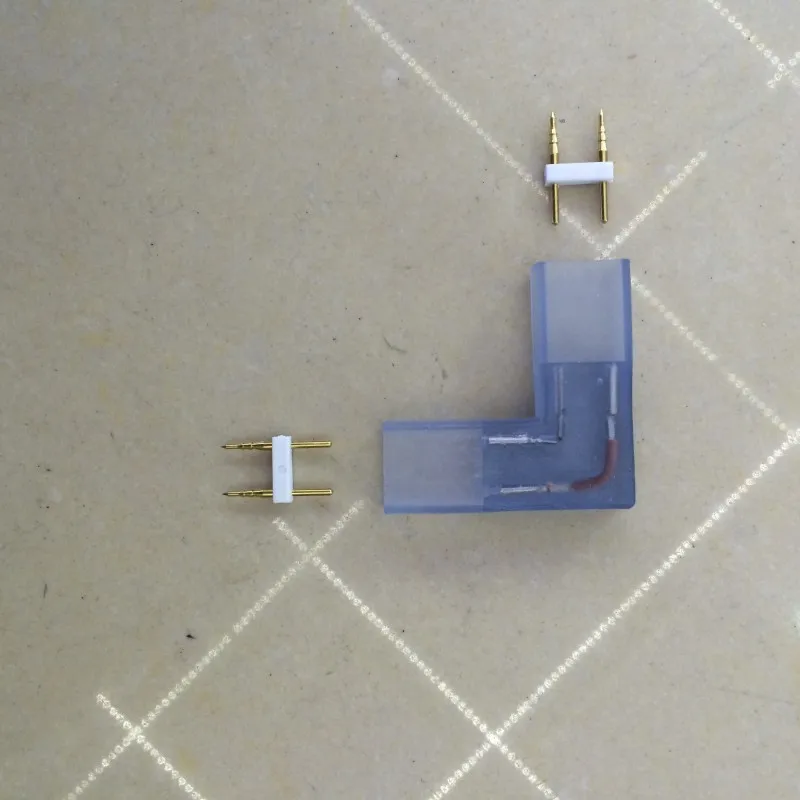

New 2 pin L T shape Corner connector plug With Copper needle for 110V 220V LED Strip 5050 3014 2835 single color strips