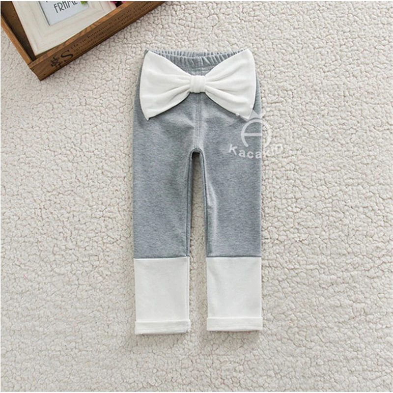 Леггинсы для маленьких девочек на весну и осень узкие штаны с большим бантом