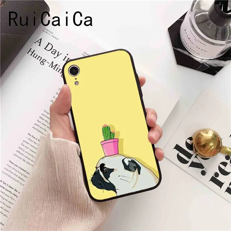 Ruicaica животное милый Мопс собака шаблон мягкий чехол для телефона из ТПУ iPhone 8 7 6 6S