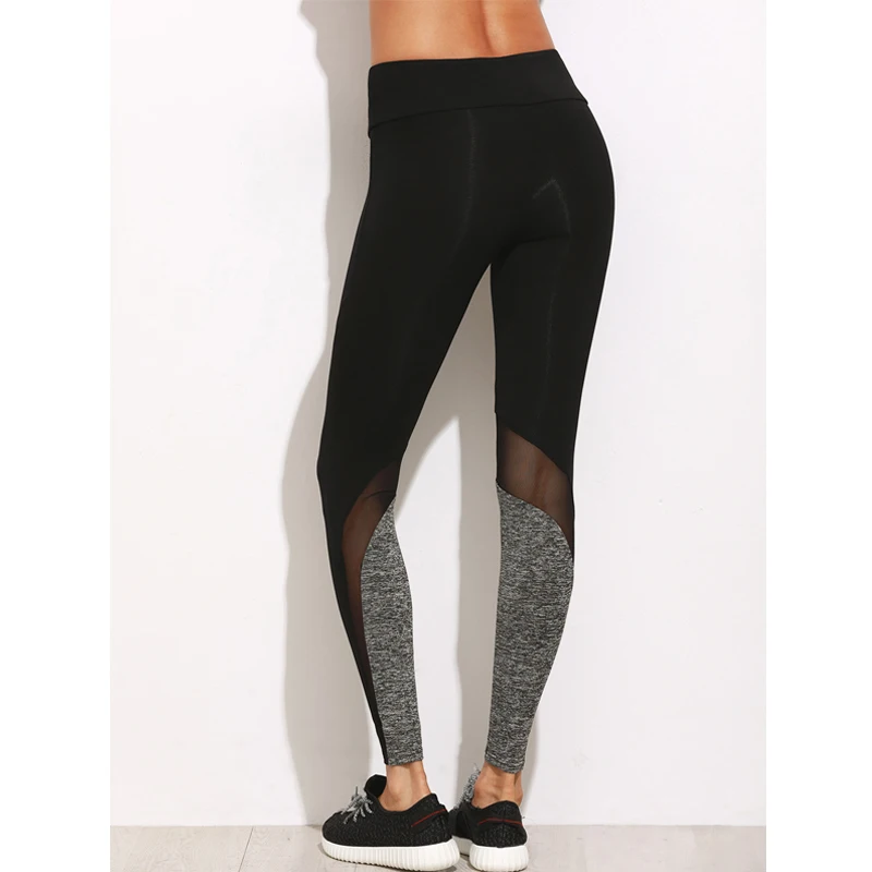 Женские сетчатые спортивные Леггинсы фитнес-Йога набор брюки эластичный спортивный костюм цельнотканная зауженная Спортивная Леггинсы для йоги спортивная одежда