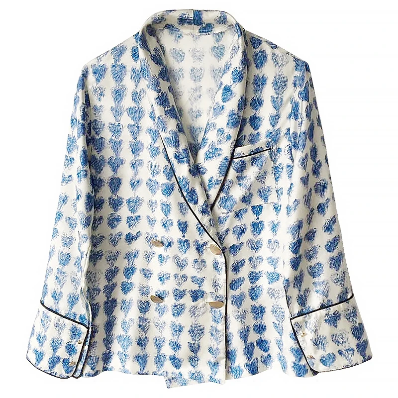 Женский костюм двойка с шортами VGH элегантный винтажный из блейзера принтом и