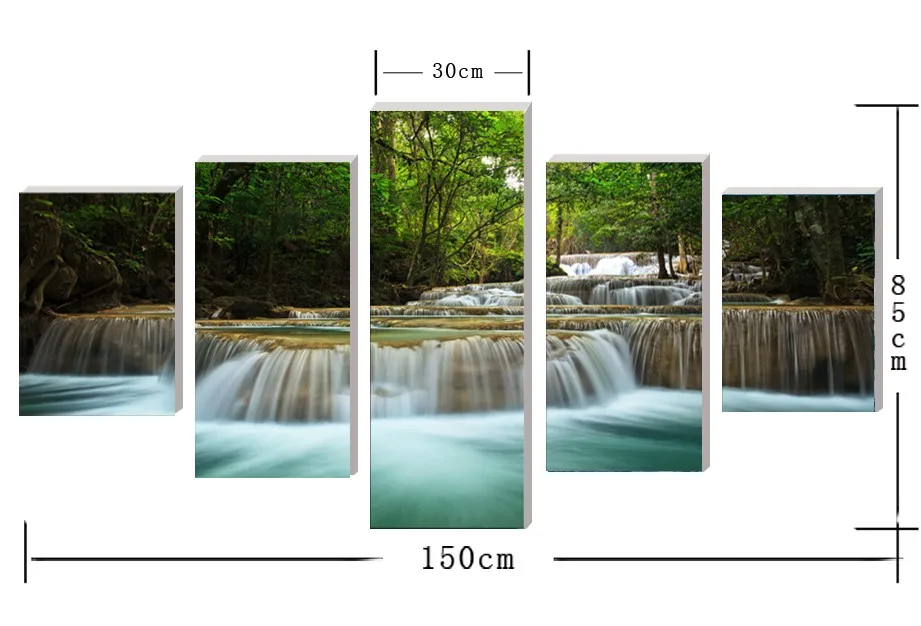 Рамка 5 панелей искусственная картина маслом пасторальный водопад украшение