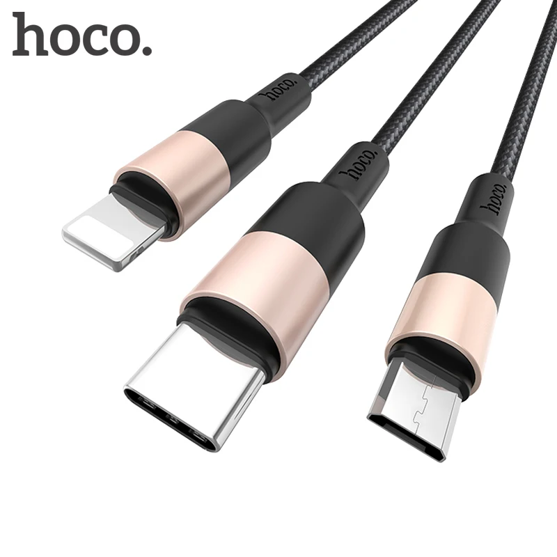HOCO 3 в 1 USB кабель для iPhone X XS XR 8 7 6 6s Micro Type C Samsung S9 S8 быстрой зарядки 2A зарядное