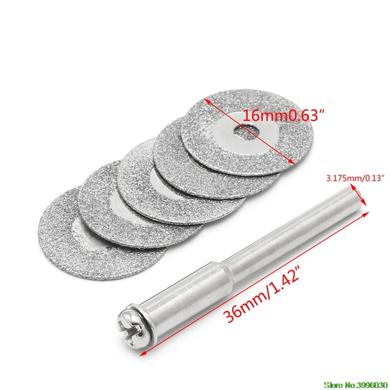 

BENGU 5pcs 16mm-50mm Diamonte Cutting Discs & Drill Bit Shank For Rotary Tool Blade