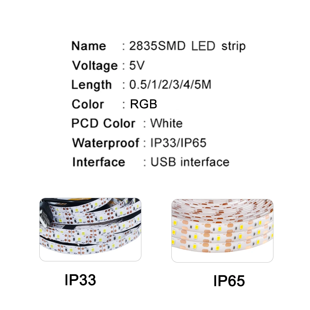 USB Светодиодная лента светильник для ТВ фоновый ing SMD2835 RGB DC 5 в 50 см 1 м 2 3 4 с RF ИК