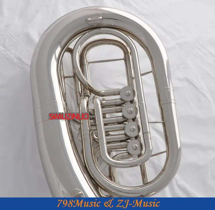 Профессиональный новый серебристый никель Bb Euphonium 4 поворотные клапаны с роговым