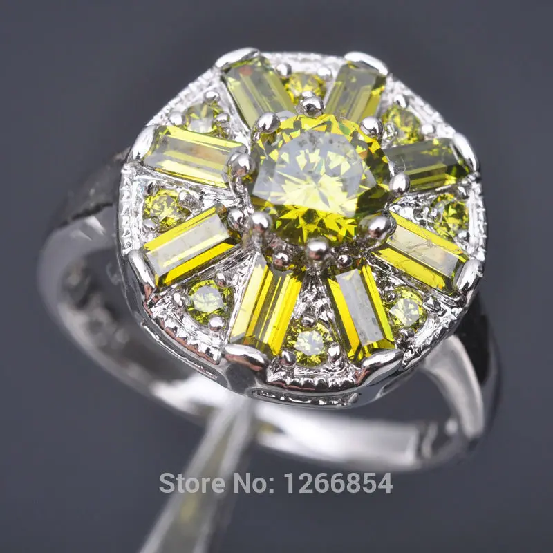 Безупречный Зеленый камень кубический цирконий для женщин Серебряный цвет