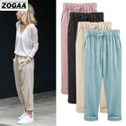 Женские брюки-шаровары ZOGAA, из хлопка и льна, с широкими штанинами, на весну и лето, свободные, ярких цветов, размера плюс