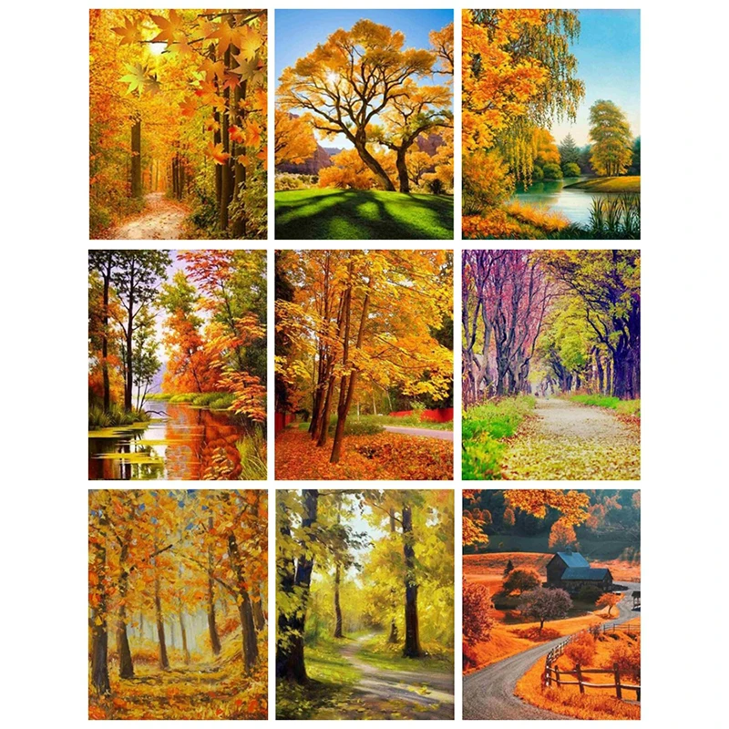 

Diamond Painting Autumn Full Square Diamond Embroidery Landscape Picture Of Rhinestone 5D DIY Mosaic Decor Home ll482