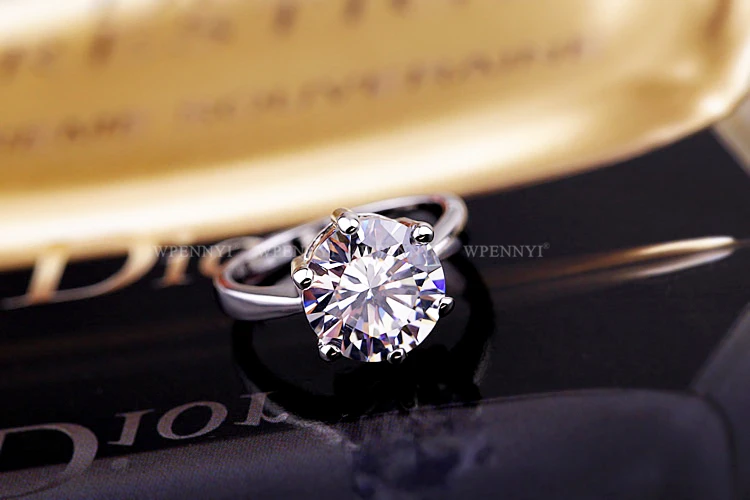 Высокое качество супер 3.5ct обручальные Серебряные Кольца цвет 10 мм сверкающий прозрачный кубический цирконий Кристалл Женское Обручальное кольцо