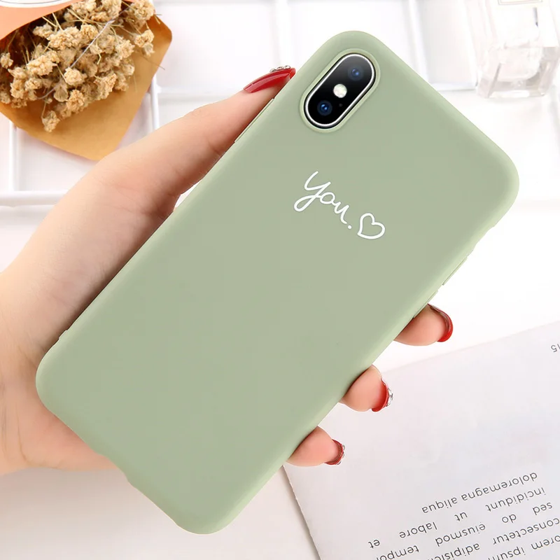 AC4277 USLION Пары Любовь Сердце чехол для телефона для iPhone XS XR Xs Max 6 6S 8 7 Plus забавные буквы мягкий чехол ТПУ силиконовый чехол s Coque - Цвет: AC4277