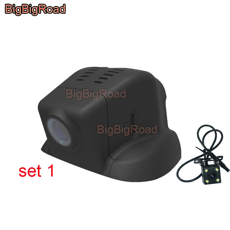 Black Dual Cameras BigBigRoad для Ford Focus высокая версия автомобильный wifi DVR видеорегистратор Dash камера FHD 1080P широкоугольный - Название цвета: Black Dual Cameras