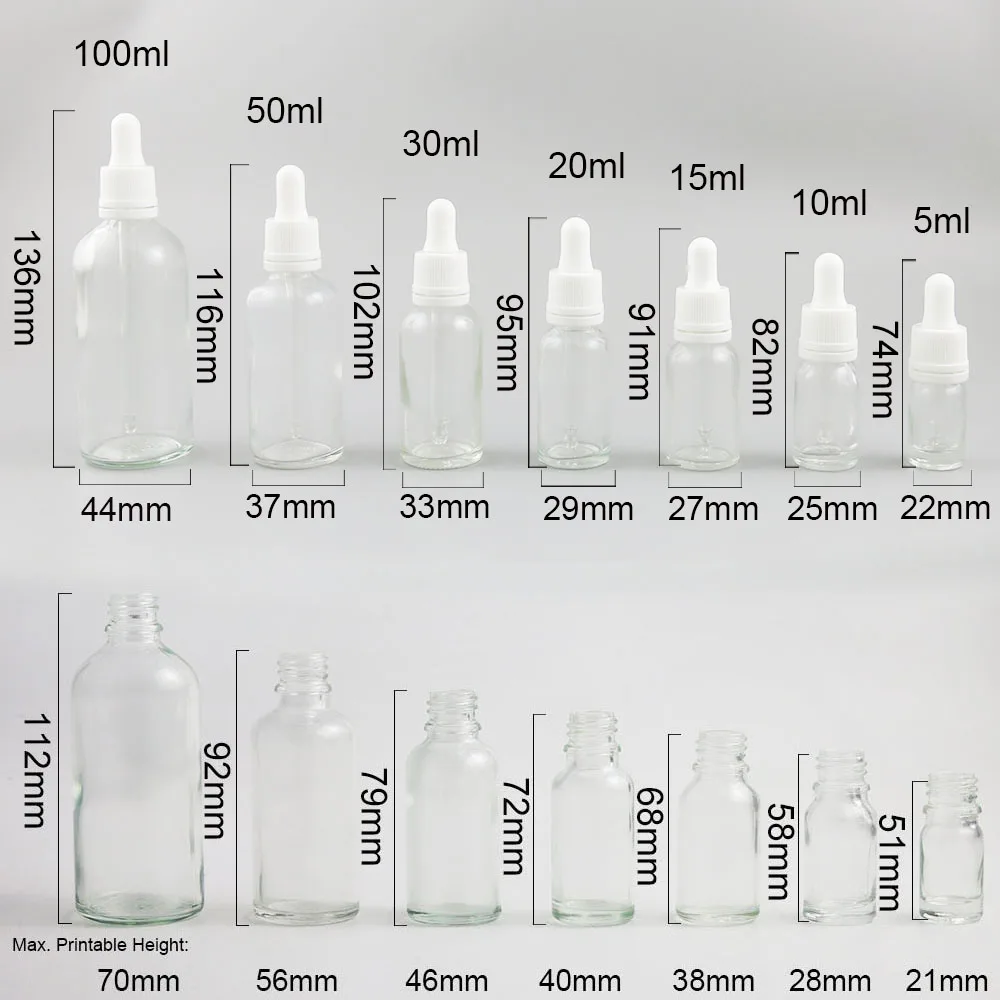 

10 x 5ml 10ml 15ml 20ml 30ml 50ml 100ml Essential Oil Bottle With Dropper For Liquid Reagent Pipette Refillable Bottle with Lock
