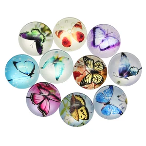 Новинка, модные смешанные кабошоны с бабочками ручной работы, 10 шт., 25 мм, стеклянные украшения для рукоделия, изготовление ювелирных украшений