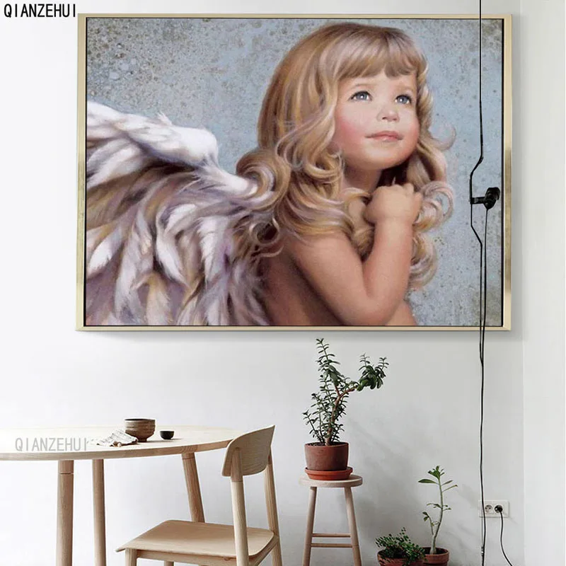 DIY Rhinestone plastic crafts painting diamond Angel girl cross Square stitch full embroidery | Дом и сад