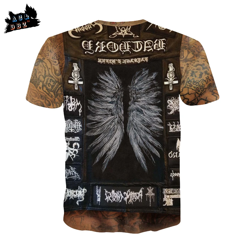 AC&ampDBZ2018 new men engaged in fake two short-sleeved tattoo muscle men's 3D T-shirt youth personality casual fashion |