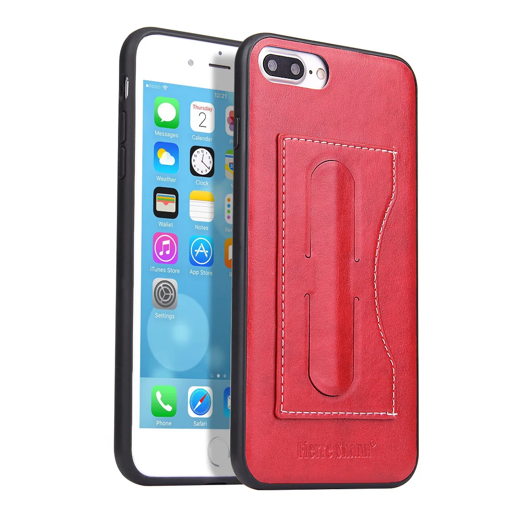 Fierre Shann for iPhone 7 Plus Case Concise PU leather 8 Card Pocket kickstand Back Cover |