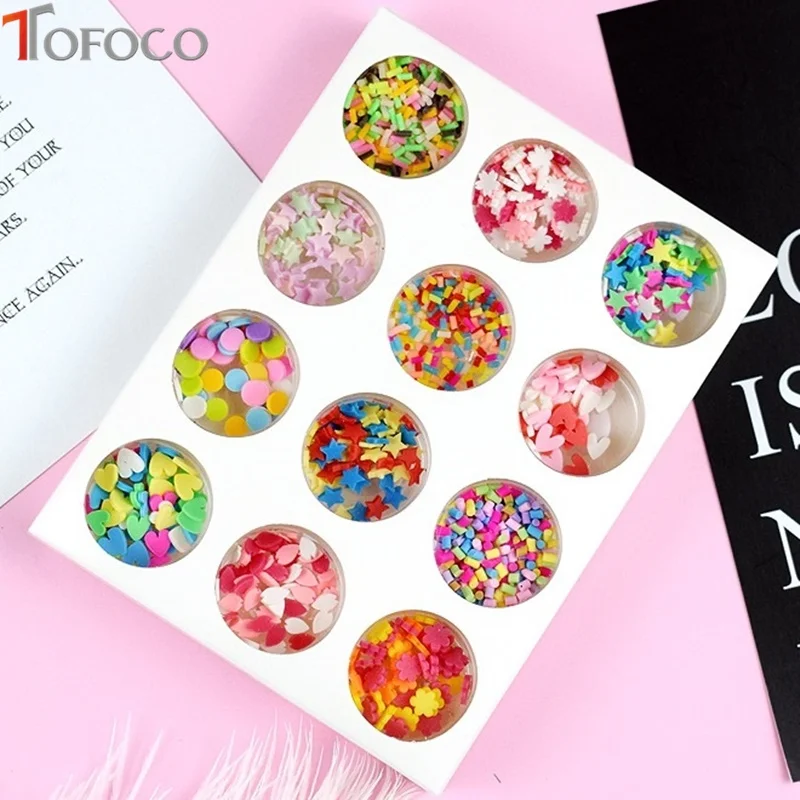 12 Color Geometric TOFOCO 12 видов/Набор геометрических/фруктовых ломтиков наполнитель для шаров прозрачная слизи для детей Lizun аксессуары Slime DIY Поставки игрушка Decorat - Цвет: 12 Color Geometric