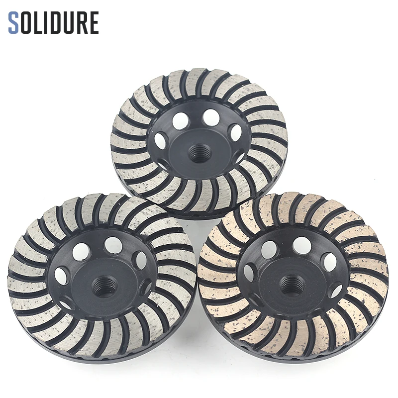4 inch arbor 3pcs/set M14 turbo diamond grinding disc wheels with Iron backer for grinding stone,concrete and tiles