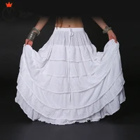 women white bottom skirt tribal bellydance skirt solid color double layers cotton skirt full circle belly dance gypsy skirts ats