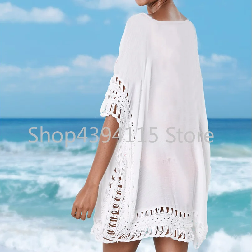 Crochet Cover up 2018 Tunic for Beach Women Swimwear Plus size Summer Top Swim suit |
