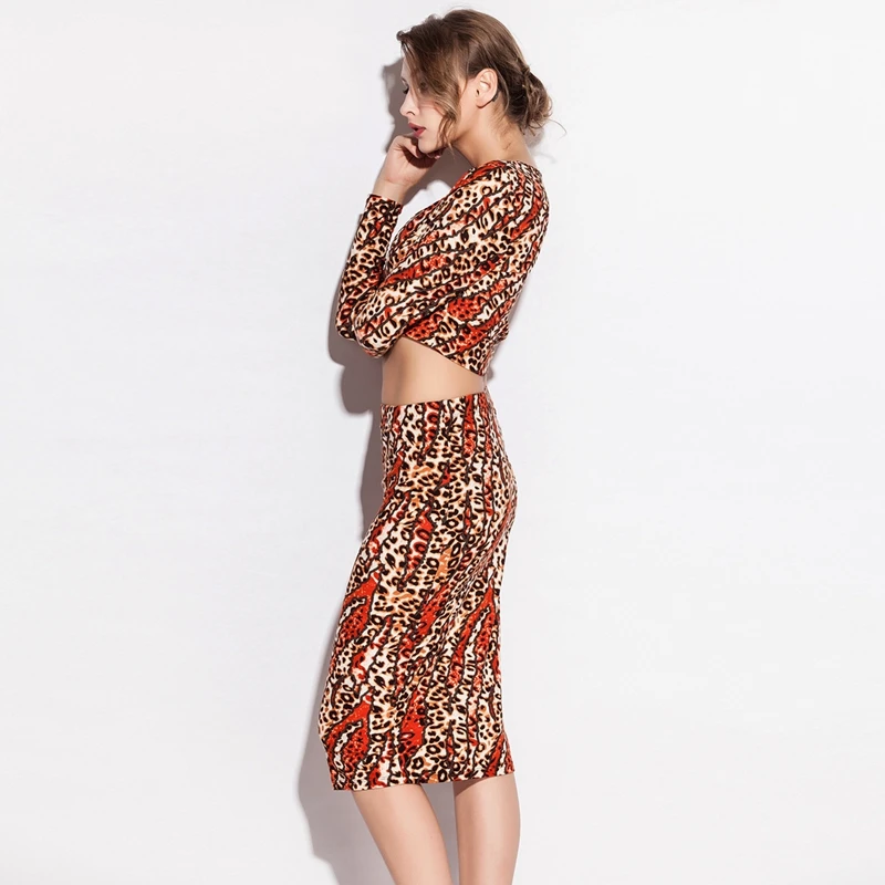 Облегающее облегающее офисное платье с леопардовым принтом 2020 футболка из двух