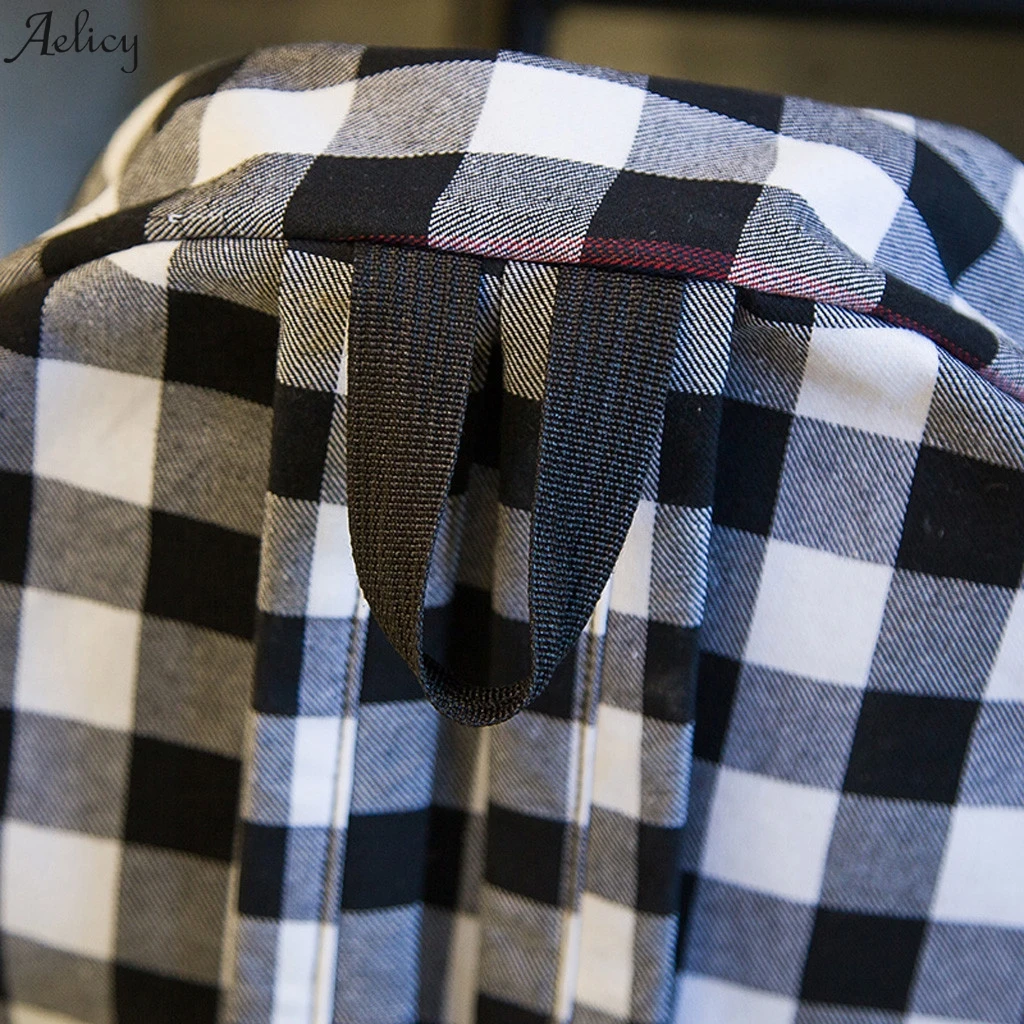 Классический Клетчатый холщовый женский рюкзак Студенческая сумка школьные