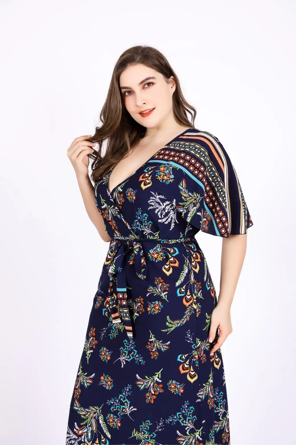 4xl 5xl 6xl размера плюс винтажные платья в стиле бохо женские летние платья с v-образным вырезом и коротким рукавом в стиле ретро с цветочным принтом длинное платье в стиле бохо платье с поясом