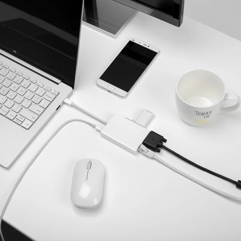Оригинальный Xiaomi USB-C to VGA RJ45 многофункциональный удлинитель зарядного устройства
