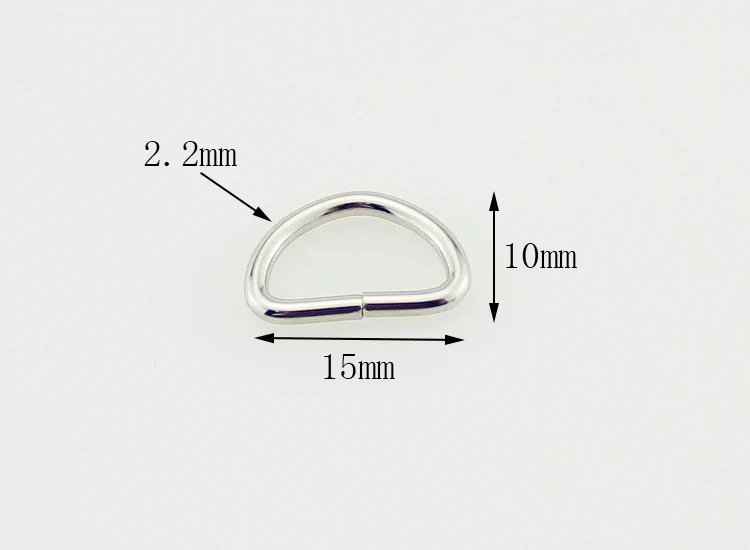 15mm silver 10 шт. D кольцо металлическая пряжка лямки Рюкзак Сумка Запчасти кожевенное ремесло ремень ошейник ручной работы полукруг Кнопка DIY Аксессуары - Цвет: 15mm silver