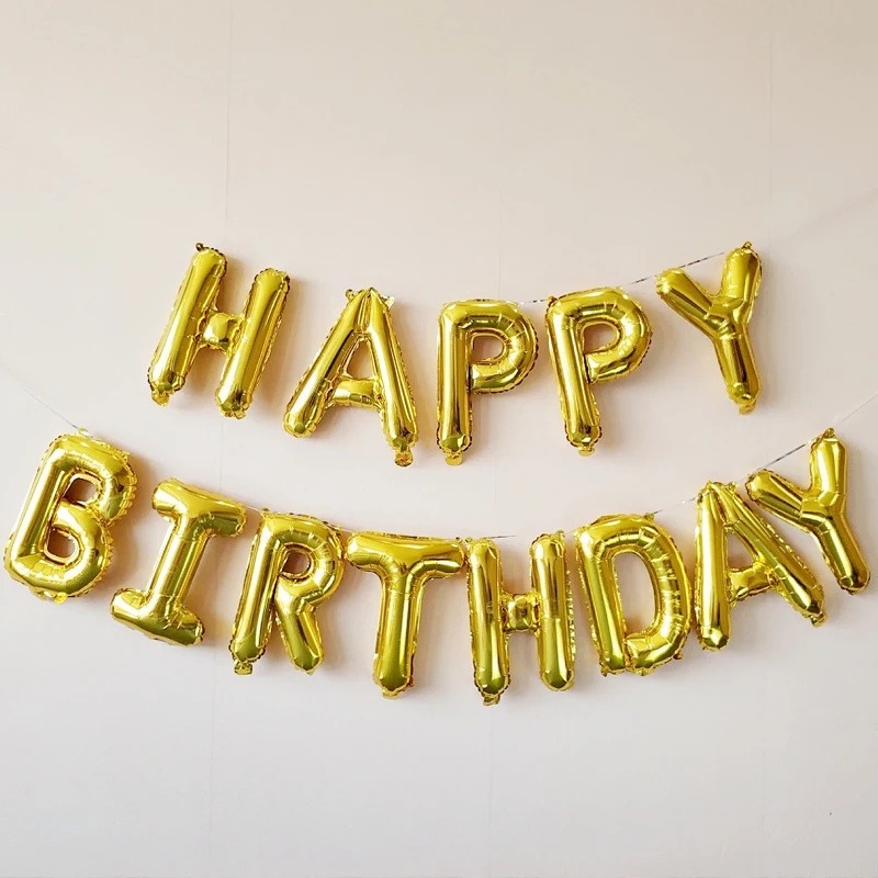 16 дюймовые фольгированные воздушные шары с буквенным принтом для дня рождения