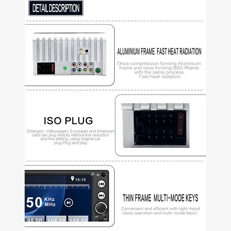 HD 7 дюймов экран 12 VCar MP5 мультимедийный плеер радио FM USB Авто Bluetooth стерео с